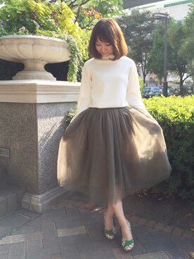 「RANDA（ランダ）のアイテム（スカート）」を使った、kumemiさん（レディース・154cm）の秋コーディネート