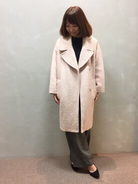 「アイテム（チェスターコート、ピンク系）」を使った、kumemiさん（レディース・154cm）の秋コーディネート