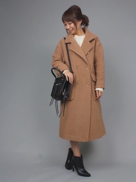 「ゆったりシルエット」｜「アイテム（チェスターコート）」を使った、kumemiさん（レディース・154cm）の秋コーディネート