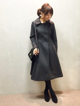 「RANDA（ランダ）のアイテム（ピーコート）」を使った、kumemiさん（レディース・155cm）の秋コーディネート