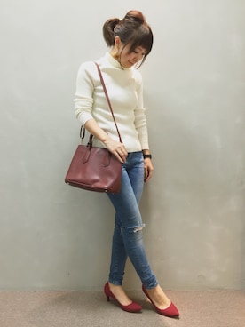 「RANDA（ランダ）のアイテム（パンプス）」を使った、kumemiさん（レディース・155cm）の冬コーディネート