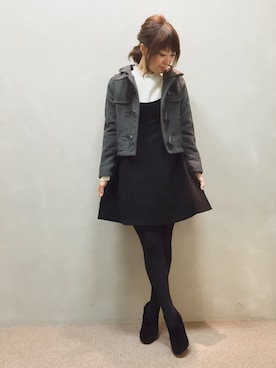 「RANDA（ランダ）のアイテム（ダッフルコート）」を使った、kumemiさん（レディース・155cm）の冬コーディネート
