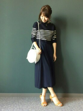 「アイテム（イヤリング、オレンジ系）」を使った、kumemiさん（レディース・155cm）の冬コーディネート