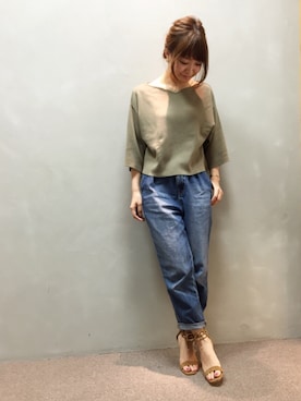 「Vネック」｜kumemiさん（レディース・155cm）の春コーディネート