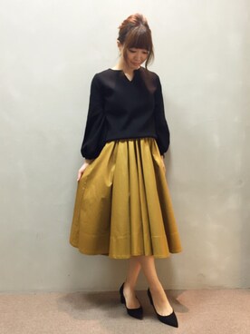 kumemiさんの「アシンメトリーボリュームフレアスカート」を使ったコーディネート