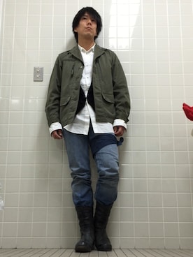 「Foundation Addict（ファンデーションアディクト）のアイテム（ジャケット/アウター）」を使った、ayumuさん（メンズ・170cm）の冬コーディネート