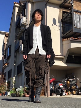 「Rick Owens（リックオウエンス）のアイテム（その他アウター）」を使った、ayumuさん（メンズ・170cm）の冬コーディネート