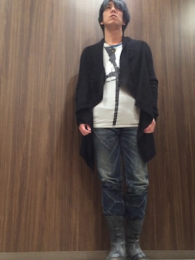 「Rick Owens（リックオウエンス）のアイテム（その他アウター）」を使った、ayumuさん（メンズ・170cm）の冬コーディネート