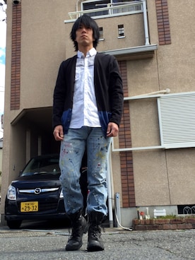 「N4（エヌフォー）のアイテム（トップス）」を使った、ayumuさん（メンズ・170cm）の春コーディネート