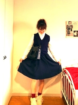 「Honey Salon（ハニーサロン）のアイテム（スニーカー）」を使った、yuuさん（レディース・156cm）の秋コーディネート