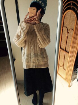 「TOMMY（トミー）のアイテム（ニットキャップ/ビーニー）」を使った、Kanriさん（レディース・164cm）の秋コーディネート