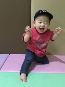 「FILA（フィラ）のアイテム（キャップ）」を使った、ちーばちゃんさん（キッズ・80cm）の春コーディネート