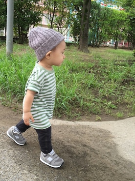 「アイテム（ロンパース、ブラック系）」を使った、ちーばちゃんさん（キッズ・80cm）の夏コーディネート