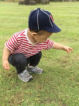 「FILA（フィラ）のアイテム（キャップ）」を使った、ちーばちゃんさん（キッズ・80cm）の秋コーディネート