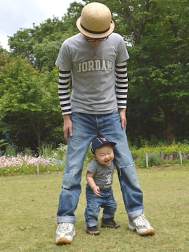 「FILA（フィラ）のアイテム（キャップ）」を使った、ちーばちゃんさん（キッズ・80cm）の春コーディネート