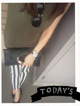 「しまむら（シマムラ）のアイテム（ニット/セーター、グリーン系）」を使った、가영 がよん◡̈⃝さん（レディース・161cm）の秋コーディネート