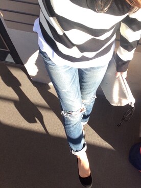 「Ungrid（アングリッド）のアイテム（デニムパンツ、ブルー系）」を使った、가영 がよん◡̈⃝さん（レディース・161cm）の秋コーディネート