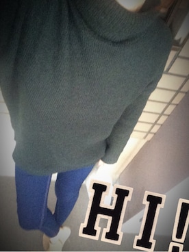 「GU（ジーユー）のアイテム（ニット/セーター、グリーン系）」を使った、가영 がよん◡̈⃝さん（レディース・161cm）の秋コーディネート