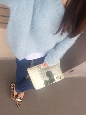 「H&M（エイチ・アンド・エム）のアイテム（ニット/セーター、ブルー系）」を使った、가영 がよん◡̈⃝さん（レディース・161cm）の冬コーディネート