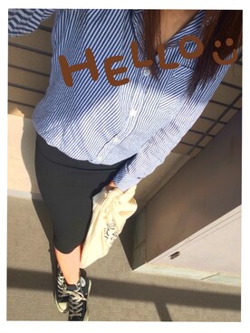 「神戸レタスのアイテム（シャツ/ブラウス、その他）」を使った、가영 がよん◡̈⃝さん（レディース・161cm）の春コーディネート