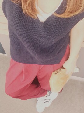 「GU（ジーユー）のアイテム（ベスト、ブルー系）」を使った、가영 がよん◡̈⃝さん（レディース・161cm）の秋コーディネート