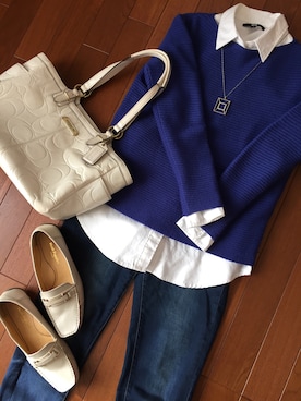 「ブルー x ホワイト」｜＊＊＊さん（レディース・163cm）の冬コーディネート