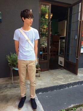「plain-me（プレインミー）のアイテム」を使った、Chaoさん（メンズ・180cm）の秋コーディネート