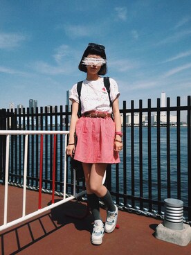 「アイテム（アナログ腕時計、ピンク系）」を使った、Asuka.Lさん（レディース・168cm）の冬コーディネート