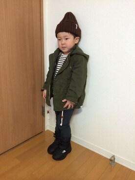 「アイテム（モッズコート）」を使った、akkiさん（キッズ・100cm）の冬コーディネート
