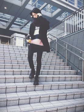 「DRESSEDUNDRESSED（ドレスドアンドレスド）のアイテム（ブーツ）」を使った、Shimpei Kataokaさん（メンズ・177cm）の冬コーディネート