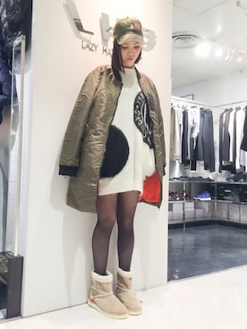 「L.H.P（エルエイチピー）のアイテム（MA-1）」を使った、Hikaru Shimizuさん（レディース・165cm）の秋コーディネート