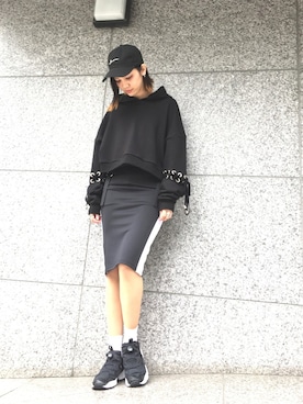 「L.H.P（エルエイチピー）のアイテム（スカート）」を使った、Hikaru Shimizuさん（レディース・165cm）の春コーディネート