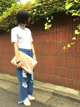 「L.H.P（エルエイチピー）のアイテム（デニムパンツ）」を使った、Hikaru Shimizuさん（レディース・165cm）の春コーディネート