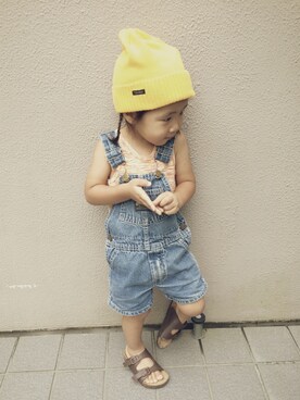 「ハグマグ」｜「アイテム（オールインワン・サロペット）」を使った、LittlePanteaさん（キッズ・90cm）の夏コーディネート