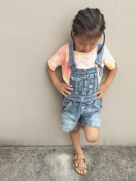 「ハグマグ」｜「アイテム（オールインワン・サロペット）」を使った、LittlePanteaさん（キッズ・110cm）の夏コーディネート