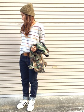 「ハグマグ」｜「アイテム（ニットキャップ/ビーニー）」を使った、LittlePanteaさん（レディース・158cm）の冬コーディネート