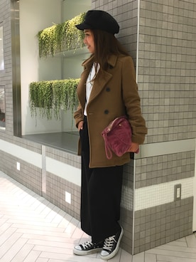「TODAYFUL（トゥデイフル）のアイテム（ピーコート）」を使った、LittlePanteaさん（レディース・158cm）の秋コーディネート