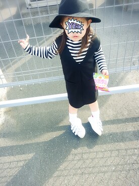 「AZUL by moussy（アズールバイマウジー）のアイテム（ワンピース/ドレス）」を使った、mim♡さん（キッズ・100cm）の春コーディネート