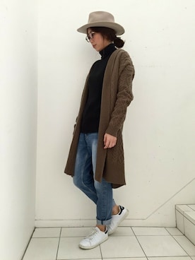 「ハットコーデ」｜「アイテム（デニムパンツ）」を使った、nano・universe lady's webeditorさん（レディース・171cm）の秋コーディネート