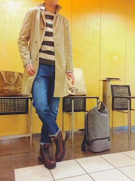 「JOURNAL STANDARD relume（ジャーナルスタンダード　レリューム）のアイテム（トレンチコート）」を使った、MASAさん（メンズ・184cm）の春コーディネート