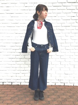 「ジーユーコーデ」｜「アイテム（デニムジャケット）」を使った、✴︎WAKAさん（レディース・165cm）の春コーディネート