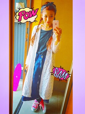「ガウチョパンツ」｜「アイテム（デニムパンツ）」を使った、824さん（レディース・158cm）の春コーディネート