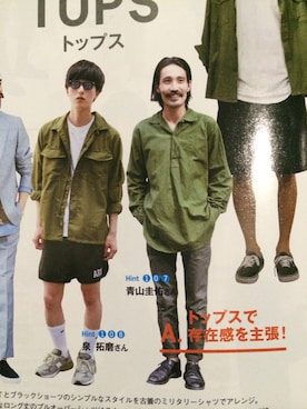 「ONCE UPON A TIME（ワンス　アポン　ア　タイム）のアイテム」を使った、青山圭佑さん（メンズ・170cm）の夏コーディネート