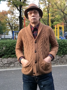 「SHIPS JET BLUE（シップスジェットブルー）のアイテム（カーディガン/ボレロ）」を使った、satoshi310456🎩さん（メンズ・169cm）の秋コーディネート