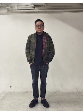 「LACOSTE」｜「アイテム（モッズコート）」を使った、stephen_leeさん（メンズ・173cm）の冬コーディネート