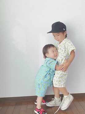 「アイテム（水着/着物・浴衣、ホワイト系）」を使った、haa＊reeさん（キッズ・100cm）の夏コーディネート