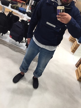 「TOMMY（トミー）のアイテム（ナイロンジャケット）」を使った、ゆーたさん（メンズ・169cm）の冬コーディネート