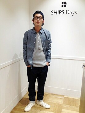 「SHIPS Days（シップスデイズ）のアイテム（パンツ）」を使った、大山さん（メンズ・170cm）の秋コーディネート