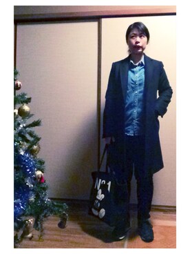 「THE SHINZONE（ザ　シンゾーン）のアイテム（チェスターコート）」を使った、ぶーりんさん（レディース・155cm）の冬コーディネート