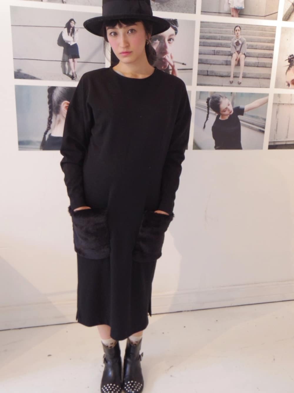 「CATCOPY、ブラック、ワンピース、ZARA」｜「catcopyのアイテム（ワンピース、ブラック系）」を使った、rinoさん（レディース・160cm）の冬コーディネートの1枚目の写真